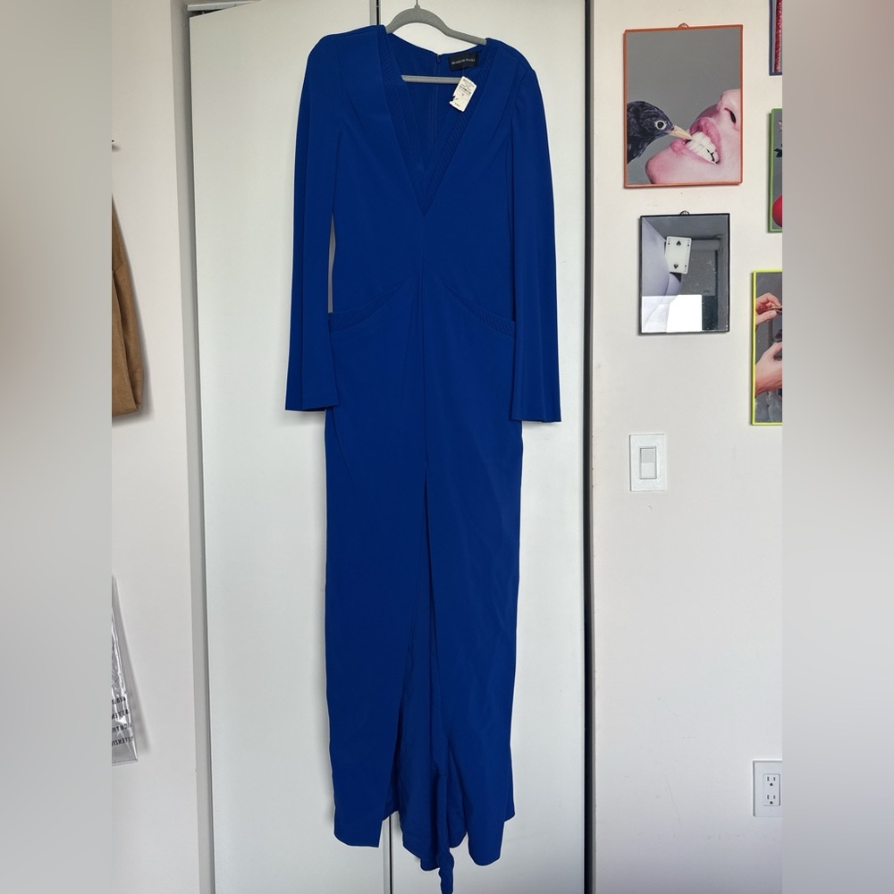 Brandon Maxwell Vibrant Blue V-Neck Dress